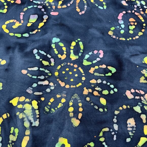 Batik Bandana Scarf Floral Paisley Blue Colorful Hippie Boho Unisex Cotton Artsy - Picture 8 of 10